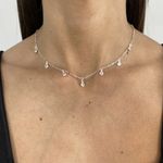 Choker com Pingentes Zirconia Cristal 2,8gr Prata 925