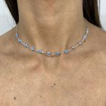 Choker Olho Grego Azul Claro 2,7gr Prata 925
