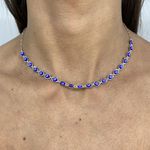 Choker Olho Grego Azul Escuro 3,3gr Prata 925