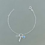 Pulseira Patua Figa/Trevo/Olho Grego 1,6gr Prata 925