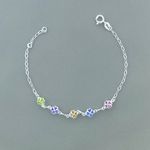 Pulseira com 5 Flores Zirconia Colorida 1,6gr Prata 925