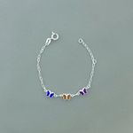 Pulseira Infantil Borboleta Zirconia Colorida 14,5cm 1,2gr Prata 925