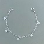 Pulseira 5 Pingentes Medalhas Lisas 1,6gr Prata 925
