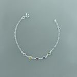 Pulseira 5 Corações Zirconia Colorida 1,6gr Prata 925