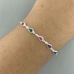Pulseira 5 Gotas com Zirconia Colorida 1,4gr Prata 925
