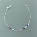 Pulseira 5 Gotas com Zirconia Colorida 1,4gr Prata 925