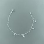 Pulseira 5 Pingentes Corações Zirconia Cristal 1,6gr Prata 925