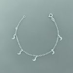 Pulseira com 5 Pingentes Lua Lisa 1,5gr Prata 925