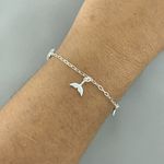 Pulseira Pingente Cauda Sereia/Estrela Mar/Concha 1,7gr Prata 925