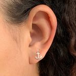 Brinco Prata Legitima 925 Âncora Lisa Pequeno 