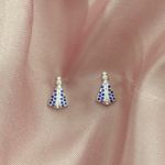 Brinco Nossa Senhora com Zirconia Azul Prata 925