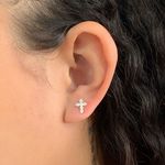 Brinco Cruz com Zirconia Prata 925