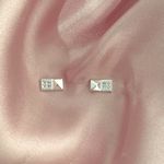 Brinco Prata Legítima 925 2 Quadrado Liso e com Zirconia