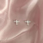 Brinco Prata Legítima 925 Avião com Zirconia