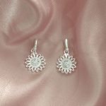 Brinco Pingente Girassol com Zirconia Prata 925
