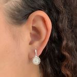 Brinco Pingente Girassol com Zirconia Prata 925