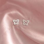 Brinco Prata Legítima 925 Borboleta Vazado com Zirconia