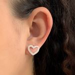 Brinco Coração Vazado com Zirconia Prata 925