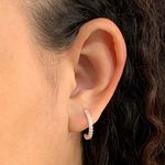 Brinco Argola Media com Zirconia Prata 925