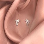 Brinco Flor Com 4 Pontos Zirconia Prata 925