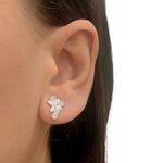 Brinco Flor Com 4 Pontos Zirconia Prata 925