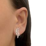 Brinco Prata Legitima 925 Asa Vazada com Zirconia 