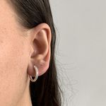 Argola Prata Legítima 925 Grande com Zirconia Unissex Fecho Clique 