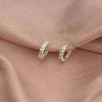 Argola Prata Legítima Pequena com Zirconia Prata 925 Unissex Fecho Clique