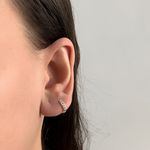 Argola Prata Legítima Pequena com Zirconia Prata 925 Unissex Fecho Clique