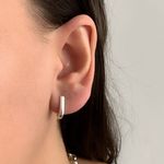 Argola Prata Legitima 925 Retangular Lisa Pequena 