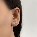 Trio Brinco Coraçao Zirconia Cristal Prata 925