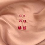 Trio Brinco Carre Zirconia Cereja Prata 925