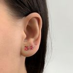 Trio Brinco Carre Zirconia Cereja Prata 925