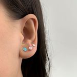 Trio Brinco Redondo Zirconia Colorida Prata 925