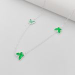 Choker Borboletas Resina Verde Esmeralda 4,1gr Prata 925