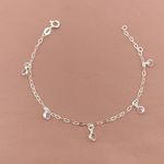 Pulseira Com Pingentes Zirconia Rosa Prata 925