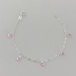 Pulseira Com Pingentes Zirconia Rosa Prata 925