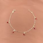 Pulseira Com Pingentes Zirconia Redonda Cereja Prata 925
