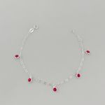Pulseira Com Pingentes Zirconia Redonda Cereja Prata 925