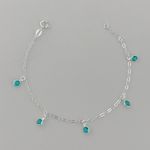 Pulseira Com Pingentes Redondo Verde Turmalina Prata 925