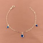 Pulseira Com Pingentes Coraçao Azul Escuro Prata 925