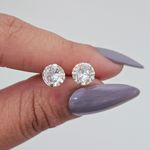 Brinco Solitario Zirconia 7mm Prata 925