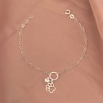Pulseira Pingente Pata Vazada e Coração Prata 925