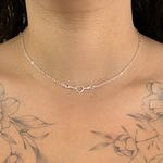 Choker Coração Vazado e Zirconia Rosa Claro Prata 925