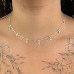 Choker Pingentes Gota Zirconia Cristal 2,5gr Prata 925