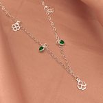 Choker Trevo Vazado e Zirconia Coração Verde Prata 925
