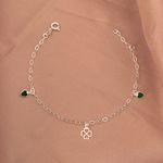 Pulseira Pingente Trevo Vazado e Zirconia Verde Prata 925