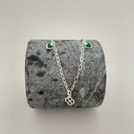 Pulseira Pingente Trevo Vazado e Zirconia Verde Prata 925