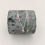 Pulseira Com Pingentes Zirconia Coração Rosa Claro Prata 925