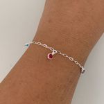 Pulseira Pingentes Redondos Zirconia Coloridas Prata 925